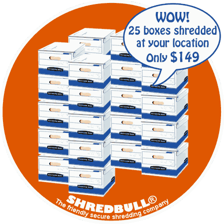 Orange County Shredding Special Offer 25 boxes for $149