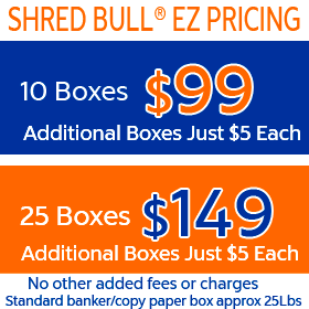 Residential Shredding Service Pricing - $99 for 10 boxes or $149 for 25 boxes